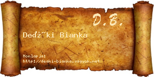 Deáki Bianka névjegykártya